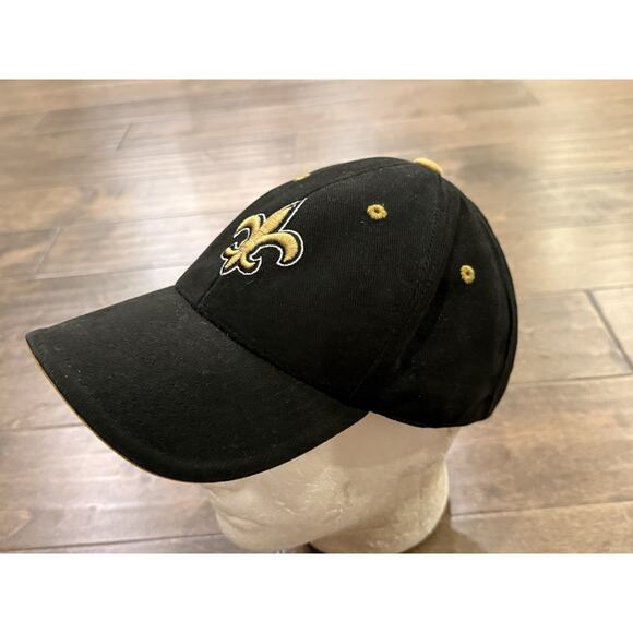 Vintage Annco Mens Black NFL New Orleans Saints Fitted Hat Size L/XL Cap - Picture 3 of 8